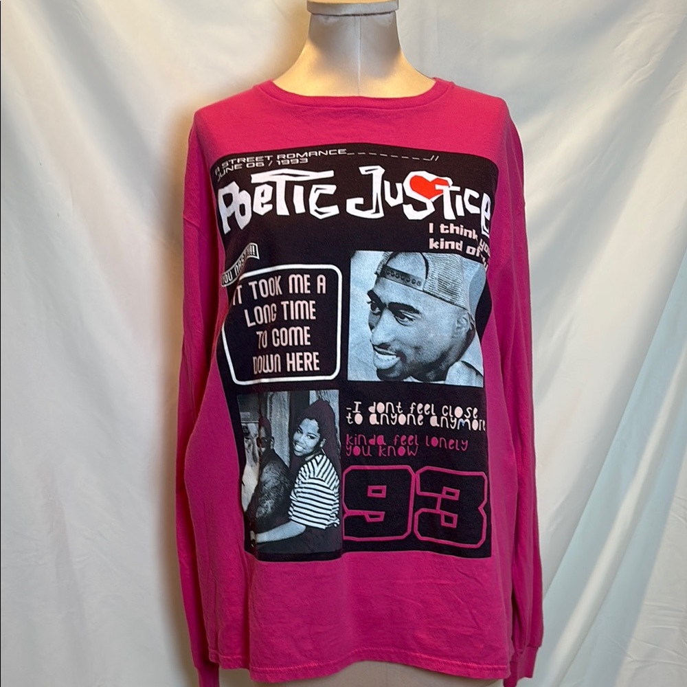 Poetic Justice Pink Long Sleeve T Shirt Size Medium
